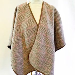 Brown plaid print Talbots shawl NWT